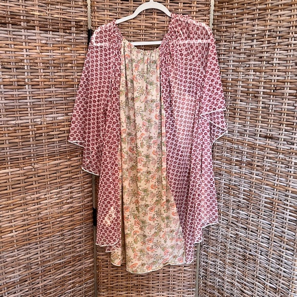 Free People Because I Love You! Printed Oversized Tunic Dress Sheer Large - Picture 4 of 11